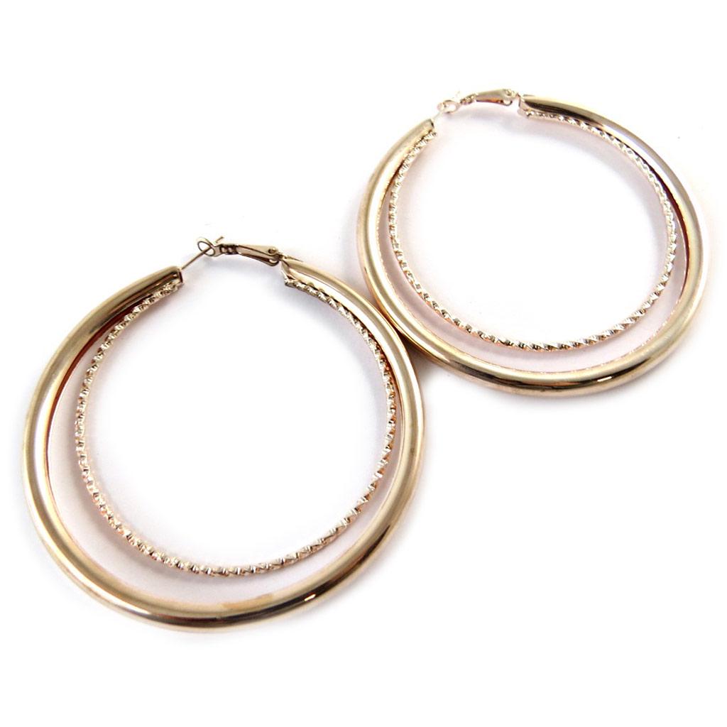 Les Trésors De Lily [N9342] - Créoles 'Chorégraphie' doré rosé - Ø 68 mm 6 mm