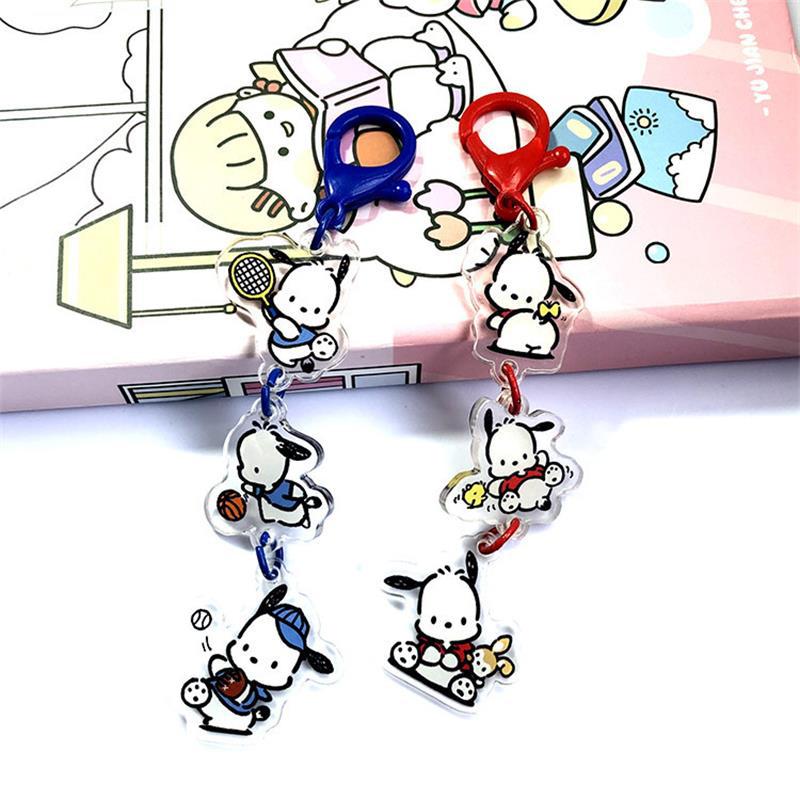 Desene animate Sanrio Anime jucării păpușă drăguț Pochacco breloc sac acrilic pandantiv breloc agățat ornamente feminine inimă accesorii cadou