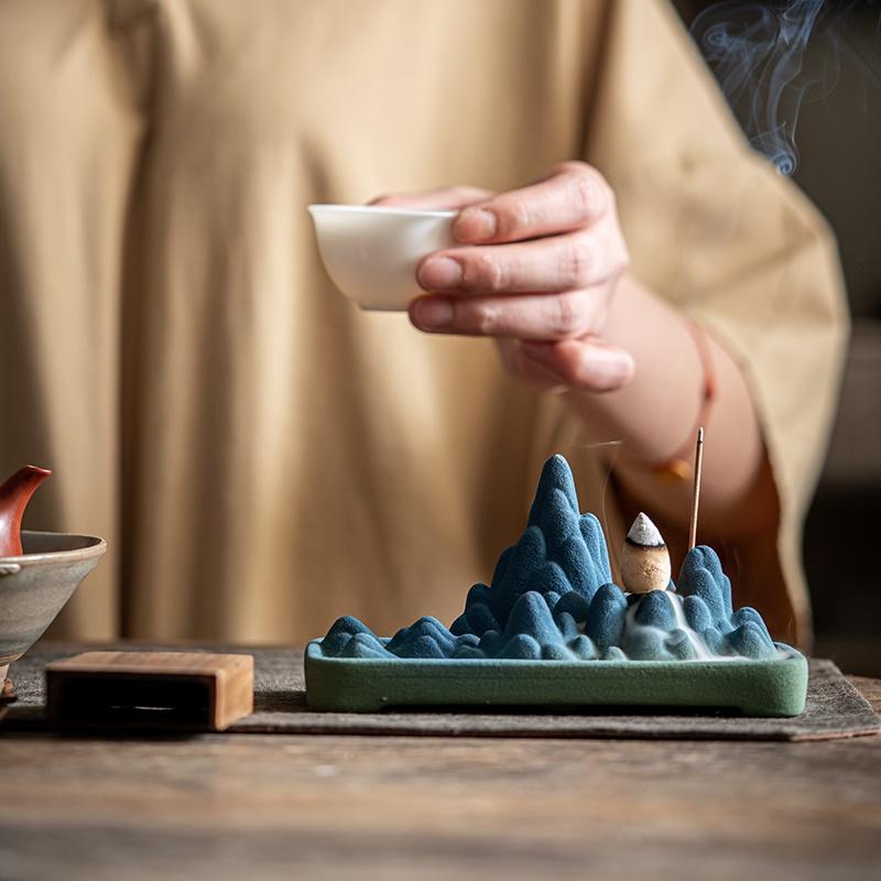 Qianlijiangshan Creative Ceramic Incense Burner Indoor Incense Burner Incense Stick Incense Holder Backflow Incense Burner Ornament