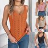 Summer Knit Hollow Out Tank Tops V-Neck Sleeveless Shirts Crochet Top Pullover Sweater Tanks Loose Blouses