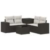 Sofa Set 6 Pieces Black and Cream White Poly Rattan and Steel