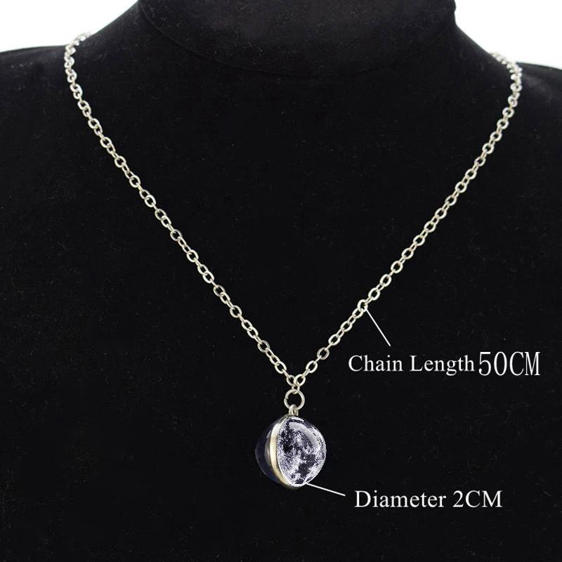Galaxy Necklace: Solar System Planets & Moon Spherical Crystal Pendant
