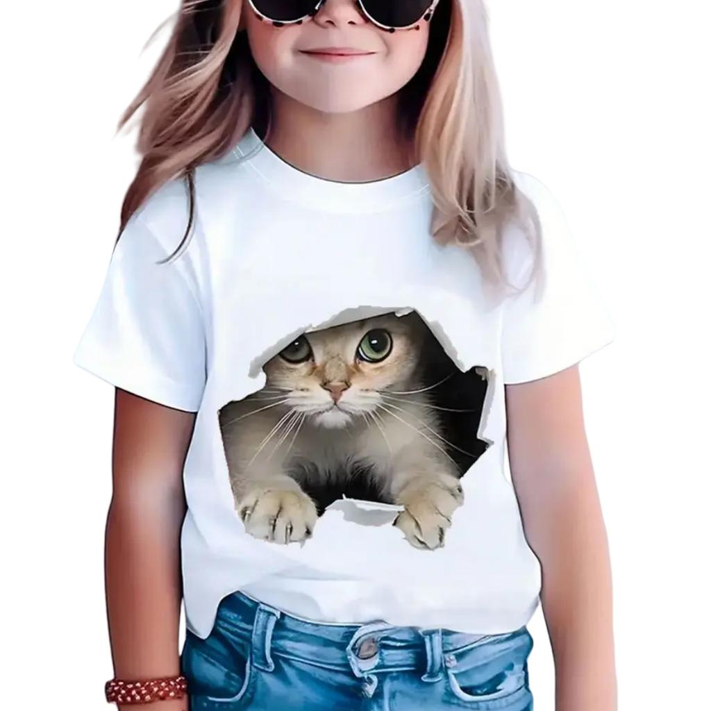 New T-Shirt for Girls Cartoon Tops Short Sleeve Top Girls Clothes 5 To 6 Years Boys Tshirt Tees Fashion Kawaii Children T-Shirt