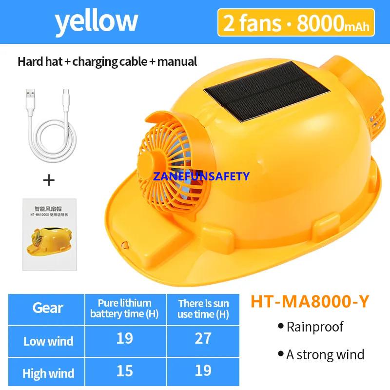 

Headlight Helmet with 2 Powerful Fans 16000mAh Rechargeable Lithium Battery LED Light and Solar Panel