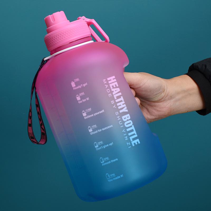 2.2L Internet Celebrity Sports Water Bottle - High Capacity, Durable Plastic with Straw