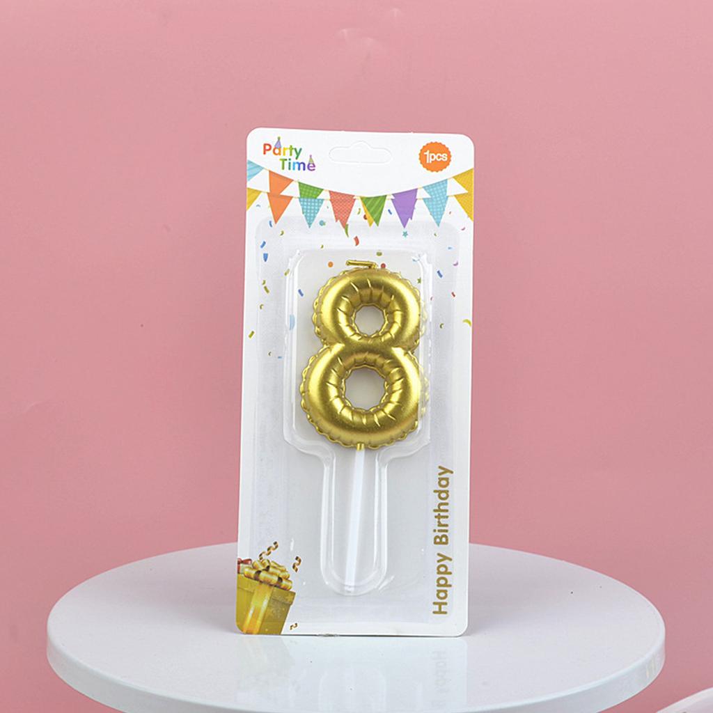 Alles Gute zum Geburtstag Kuchen Dekoriert mit Goldenen Digitalen Kerzen Zartem 3D Ballon für Kinder 0-9 Zahlenkerzen Partydekoration
