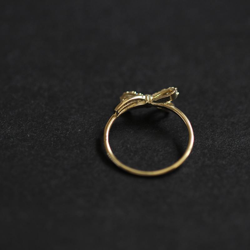 Elegant Open Design Bow Zirconia Ring For Women With Chic Geometric Style And Fit Adjustable