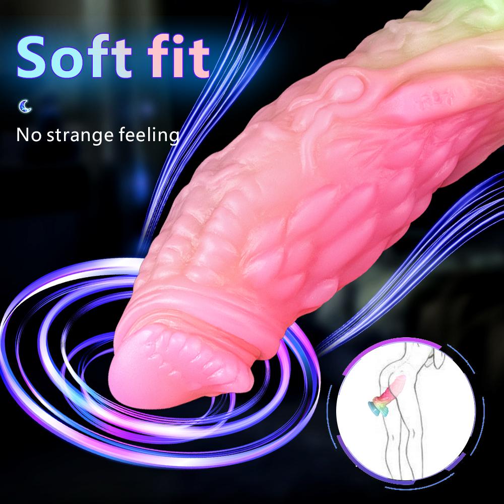 Candy Color Luminous Dildo Fluorescent Mixed Color Dildo Soft Alien Anal Plug Potřeby pro ženy pro dospělé sexuální hračky Tekuté