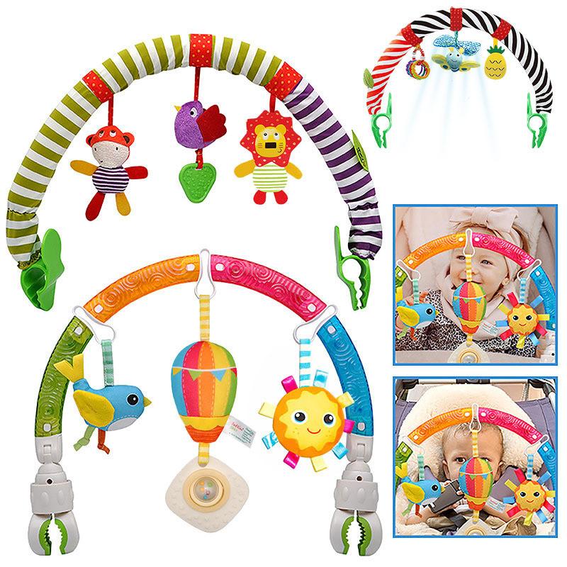 Baby Car Seat Clip Hanging Toy With Music And Colorful Fabric For Infant Development