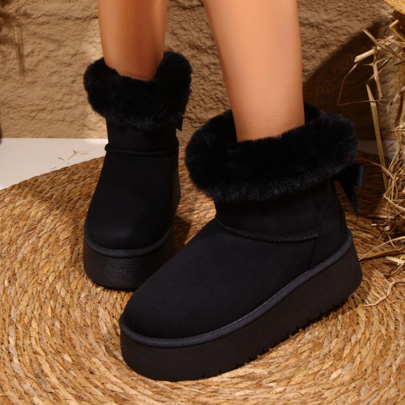 Flat-soled snow boots shoes winter new cotton shoes plush warm fluffy shoes lazy shoes