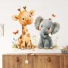 Cartoon Animal Wall Stickers Giraffe And Elephant Design Removable Waterproof For Kids Room Nursery Classroom Decor