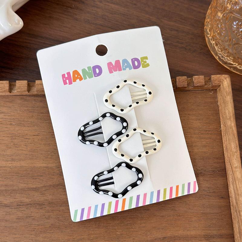 New Black White Dots Star Bow Heart Barrettes Set BB Clips Y2k for Girls Cute Sweet Hairpins Child Fashion Hair Accessories Gift