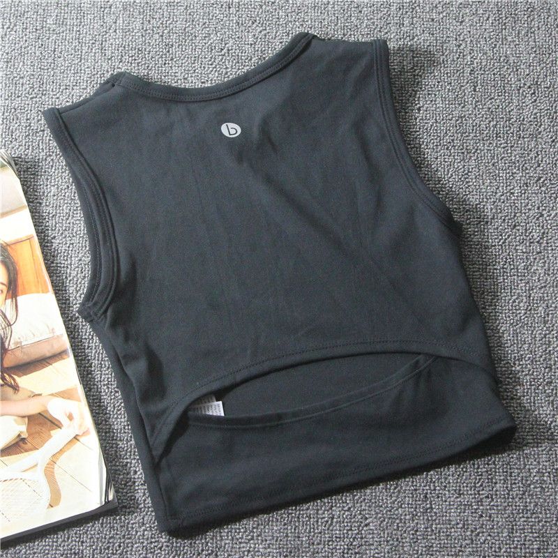 Personality Hollow out Short Women s Breathable Sleeveless Sports Vest Black M