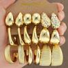 18-delige Set C-vormige Vintage Punk Oorbellen Lichtgewicht Goud Zilver Kleur Waterdruppel Hoepeloorbellen Gedraaid Ontwerp Creatief