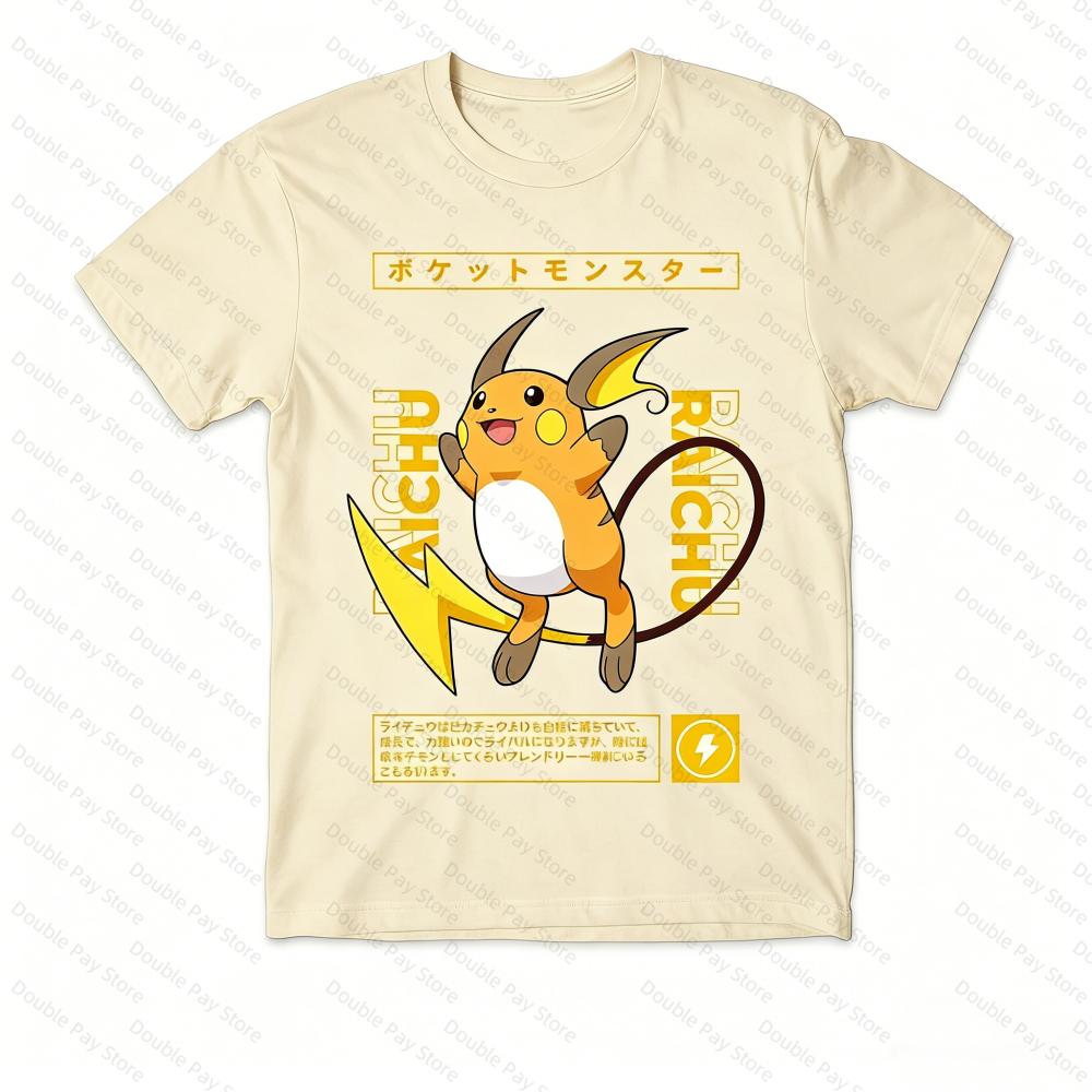 

Anime Pokémon Raichu Printed Cotton Tshirt for Unisexs Shirts Women tshirts Summer New Collection Fashion Short Sleeved Shirt S