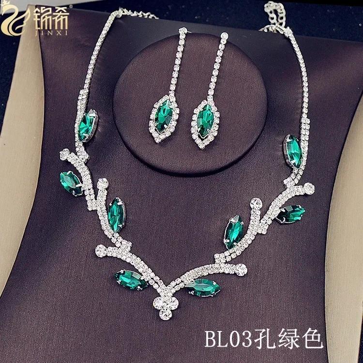 Blue Water Drop Rhinestones Necklace For Women  Inlaid Zircon Pendant Fashion Jewelry Accessory