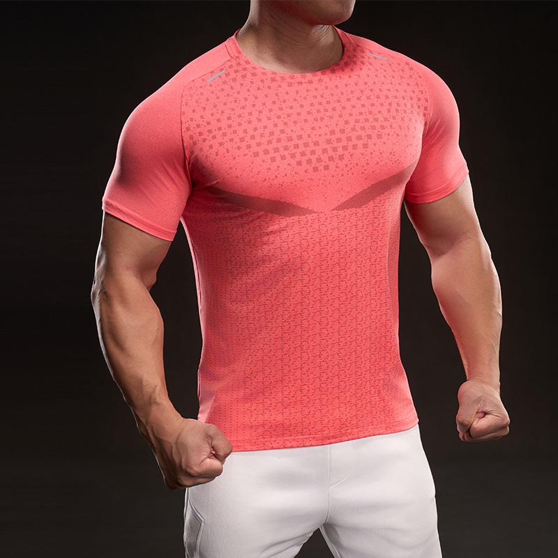 023103 Summer 2025 American Casual Short-sleeved Fashion Sporty Elastic Fitness Outdoor Round Neck T-shirt for Men