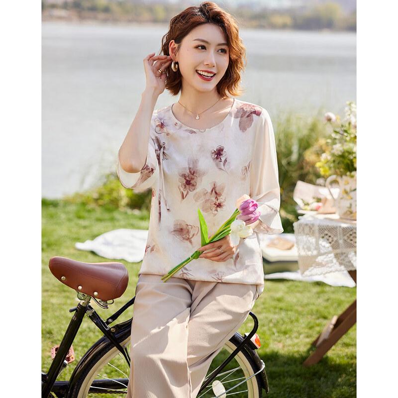 Women's New Chinese Style Casual Printed Two-Piece Set