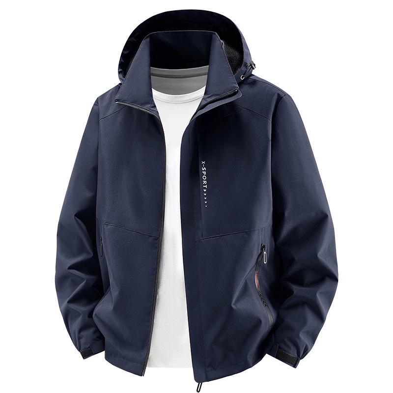 Men's Casual Hooded Windbreaker Jacket - Breathable, Loose Fit, Plus Size, for Spring and Autumn
