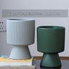 Nordic Ceramic Flower Pot with Tray - High-Footed Vertical Stripes for Indoor/ Balcony, Ideal for Pothos and Orchids.