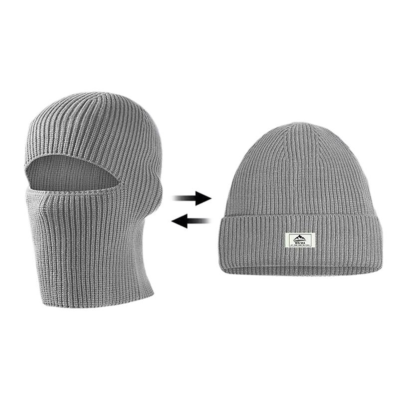 2 In 1 Balaclava Men Women Winter Warm Knitted Beanie Full Face Ski Hat Outdoor Cycling Ear Muff Cap Mountaineering Scarf