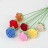 1pc Creative Crochet Flowers Finished Knitting Rose Flower  Wedding Bouquet Cute Fake Flowers Friends Gift Home Decor