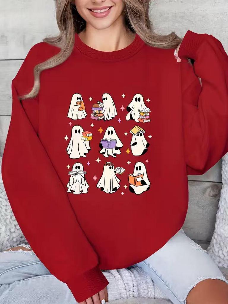 European Halloween Ghosts Reading Fleece-lined Sweatshirt