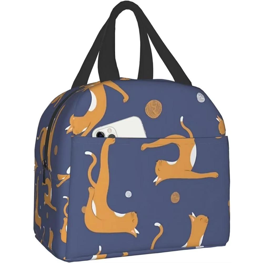 Cute Animal Yoga Lunch Bag Cooler Bag Women Men Tote Bag Insulated Lunch Box Thermal Lunch Bag for Picnic Beach Fishing Work