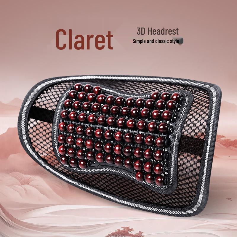 Breathable Car Lumbar Support Cushion with Wood Beads for Summer