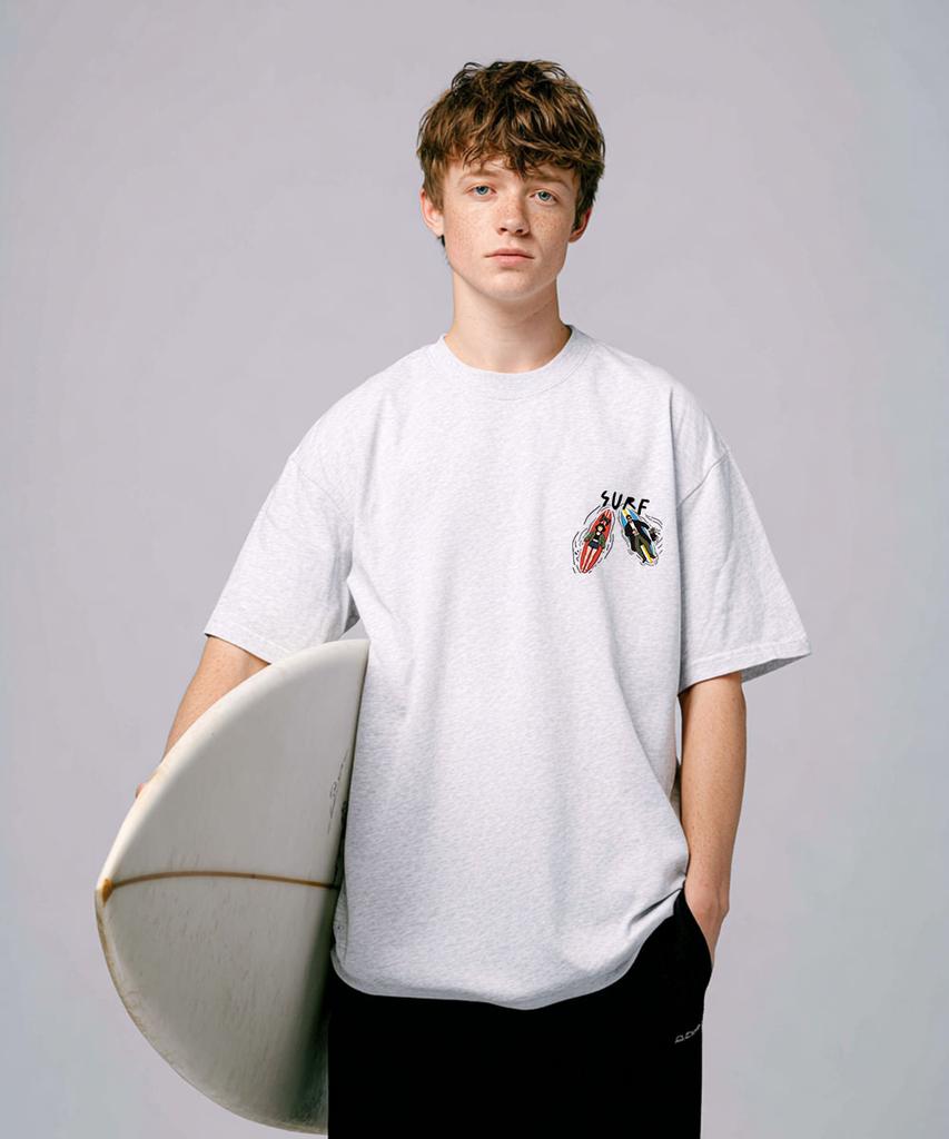 OHP Ohpxquirk Couple Surfing Semi-Oversized Short Sleeve T-Shirt 6 (B Type)