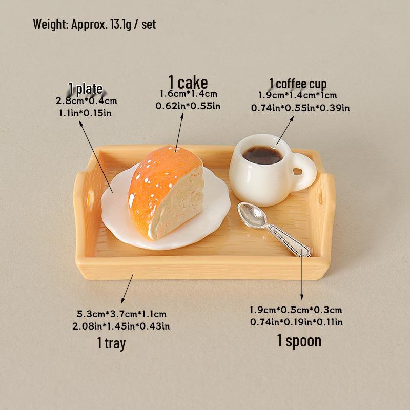 Dollhouse Miniature Juice & Cake Display Set with Tray & DIY Spoon