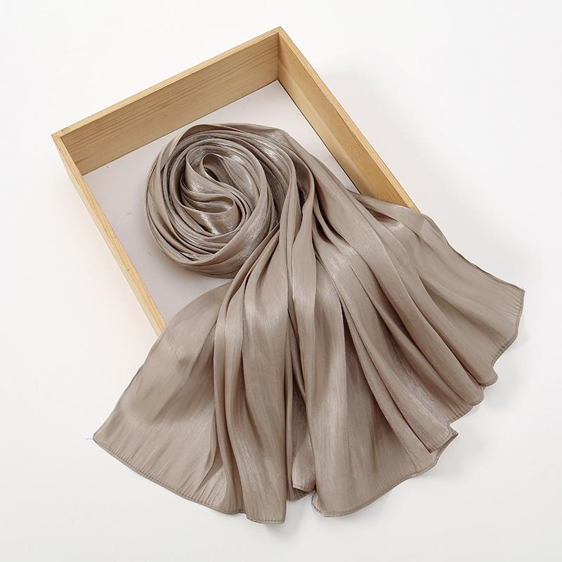 Premium Shimmer Silk Satin Hijab Scarf Women Luxury Solid Color Plain Hijab Shiny Shawl Silk Feeling Stain Wraps Shiny Stoles