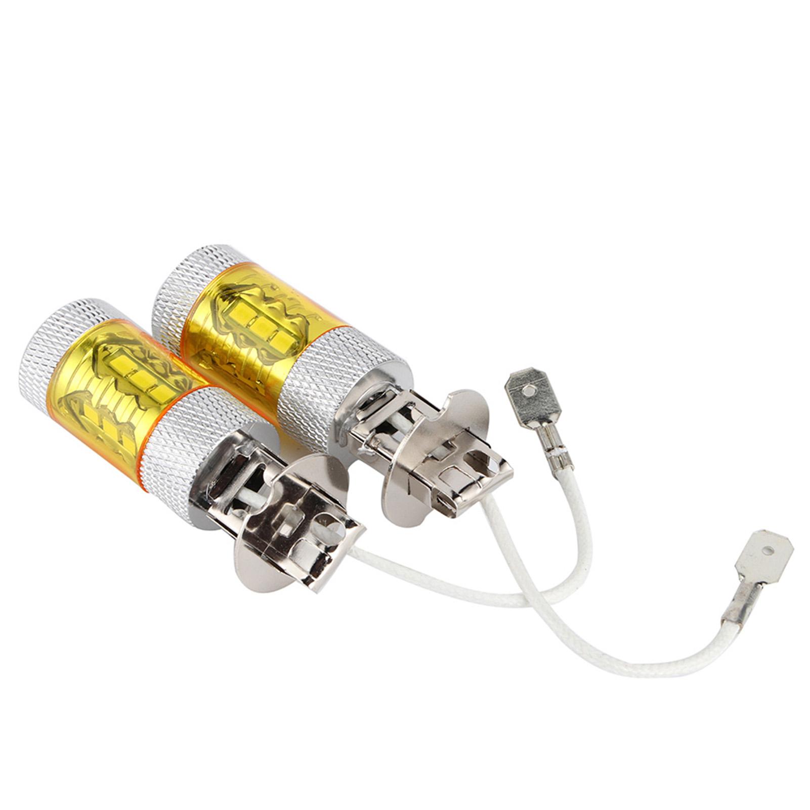 1 Pair 12 24V 80W H3 16SMD LED Yellow Car Fog Light Lamp Bulbs