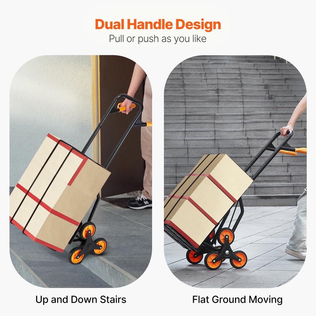 SucceBuy 440 lbs Folding Hand Truck Dolly with 6 Wheels & 2 Elastic Ropes Stair Climbing Cart for Shopping Moving Warehouse