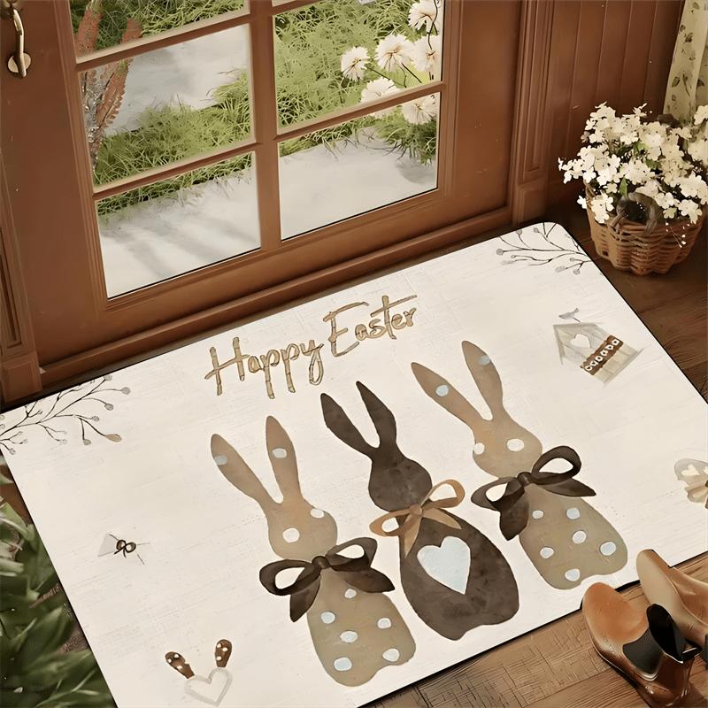 VIKAMA Easter Bunny Door Mat Home Decoration Bedroom Kitchen Floor Mat Indoor Outdoor Entrance Carpet