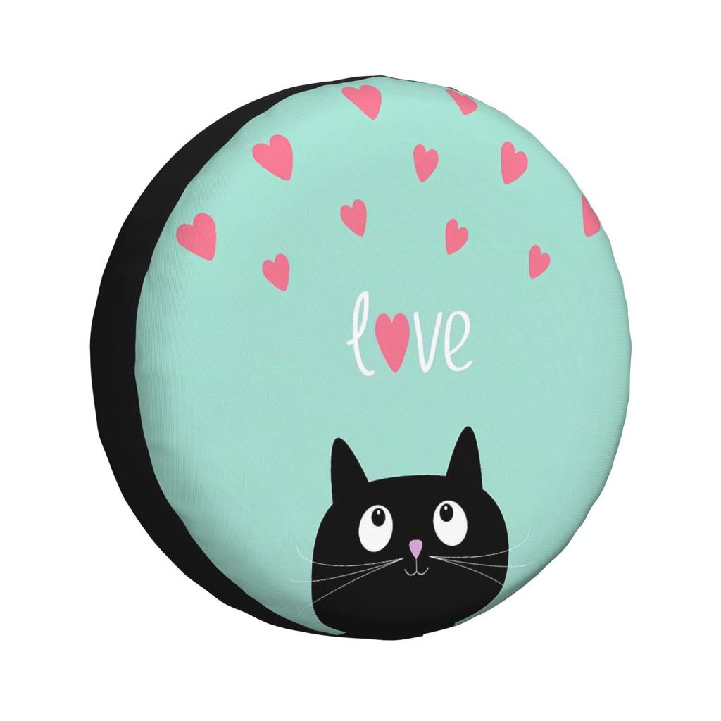 Cute Black Cat Spare Tire Cover Universal 4WD 4x4SUV Wheel Protection Cover Automotive Accessories 14 15 16 17 Inches