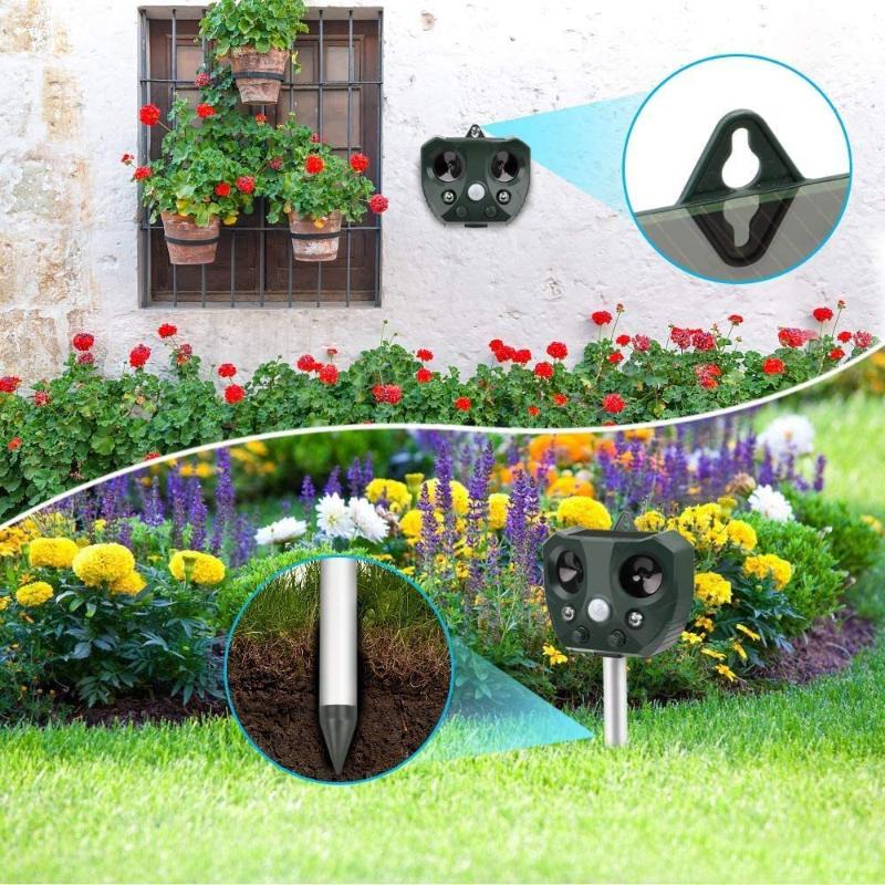 Ultrasonic Rodent Repellent Outdoor Solar Animal Repellent Infrared Induction Flash Bird Repellent