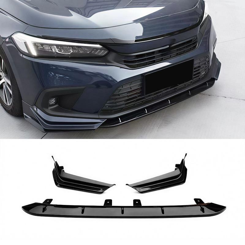 Splitter Front Air Dam Guard Bumper Lip Chin Protector Glossy Black Tuning Trim For Honda Civic 11th FE1 Sedan 4Doors 2021-2024