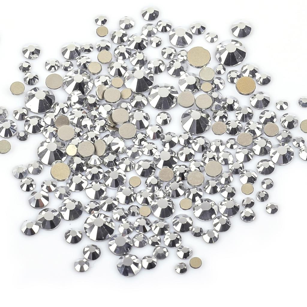Weichen, Gold Bottom Mixed Glass Flat Bottom Diamond Nail Drill, Decorative Mobile Phone Case Diy Nail Accessories Rhinestone Jewelry