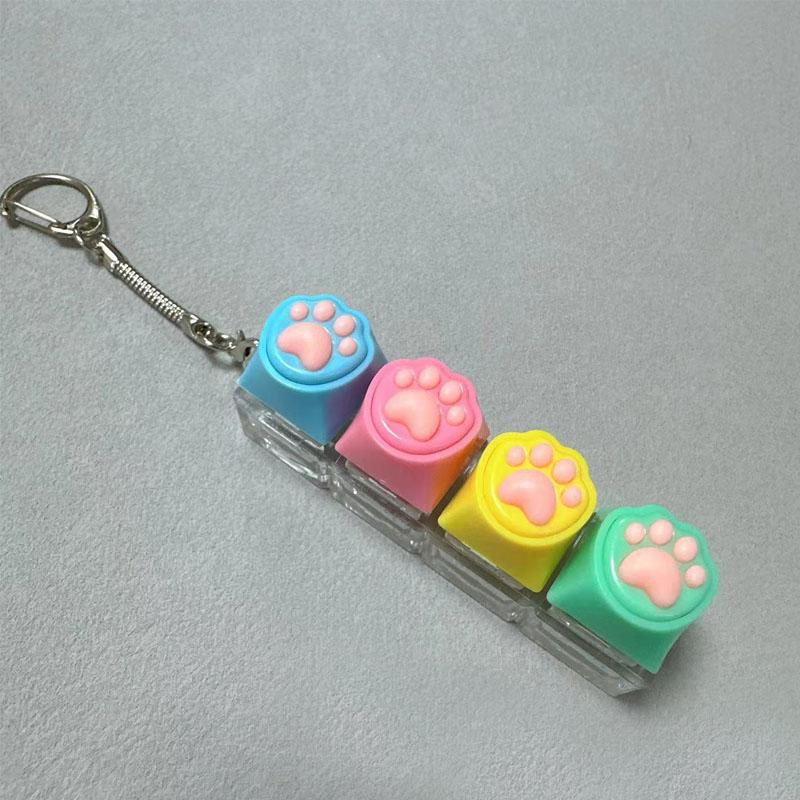 Led Silicone Plush Cat Claws Keychain Key Ring Pendant Mobile Phone Backpack Pendant Desktop Accessories Relaxation Press Tool