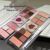 Heartbeat Twelve-Color Heart-Shaped Eyeshadow Palette: Pearlescent, Fine Glitter, Matte, Blush, Highlighter for Enhanced Complexion.