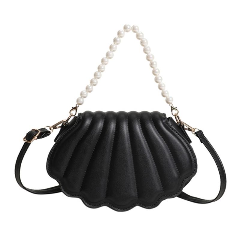 Women Pearl Chain Handbag Fashion Seashells Evening Bag Trendy Shoulder Crossbody Bag Girls All-matching Messenger Bag