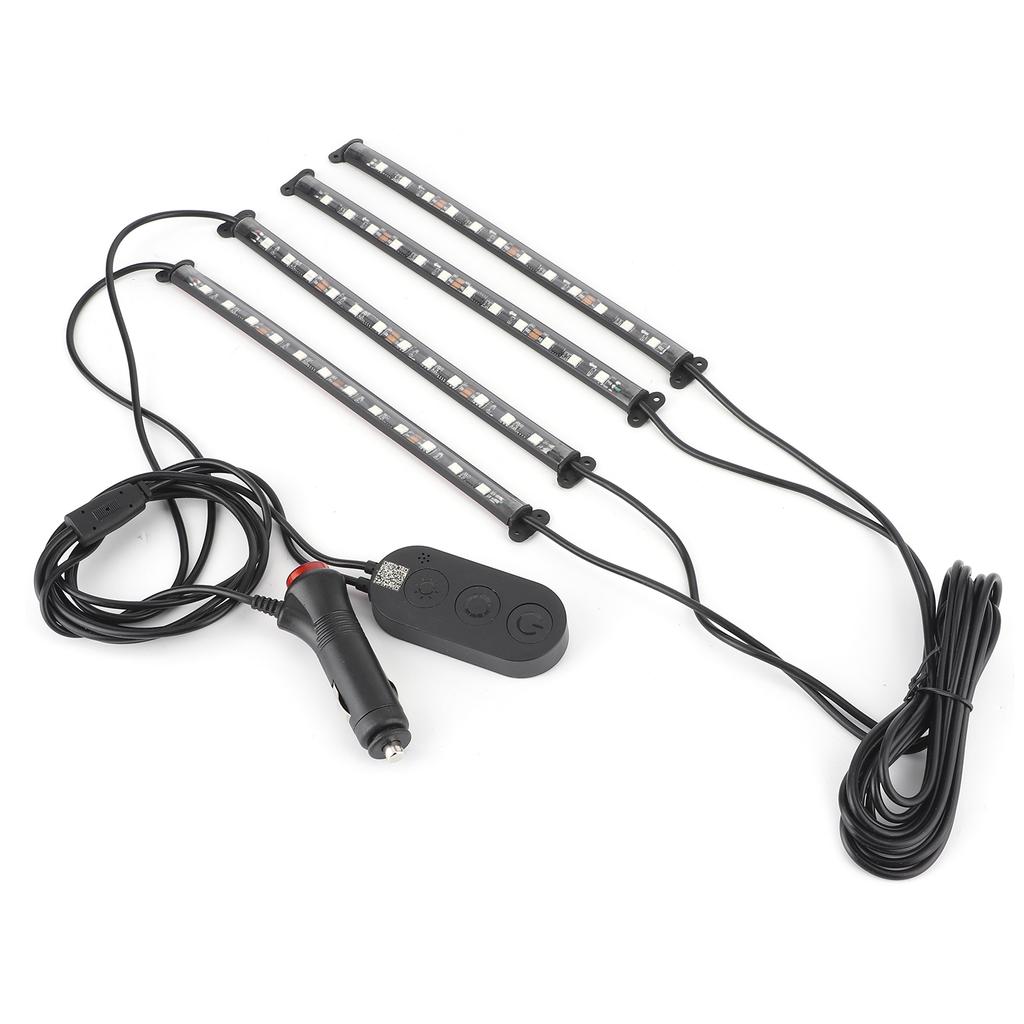 Interior Ambient Light Dynamic Decorative 4 RGB Lamp Strips Remote Control by Phone Bluetooth APP