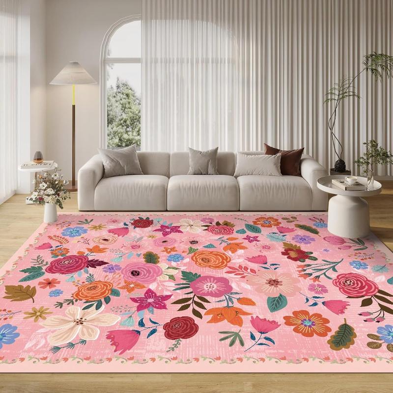 French Style Living Room Decoration Carpet Thick Plush Rugs for Bedroom Flower Pattern Study Floor Mat Fluffy Soft Cloakroom Rug