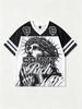 Men's Black&White Mesh Patchwork Sports Short Sleeve T-Shirt, Athletic Jersey