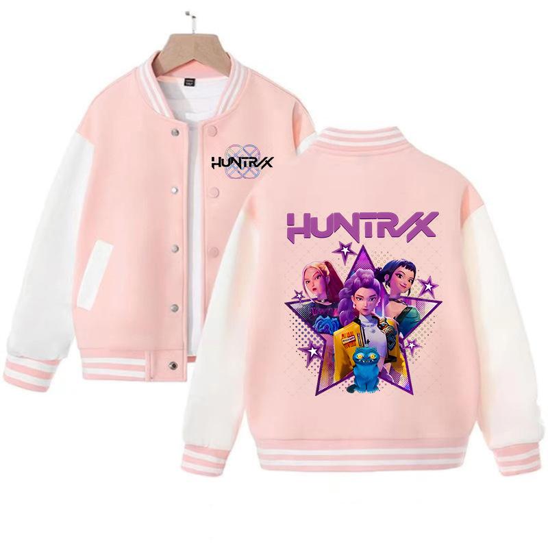 New Casual Jacket, Spring-autumn Jacket Children's Baseball Uniform, K-pop, Devil Hunter Cartoon Print, Cute Girl Sports Shirt