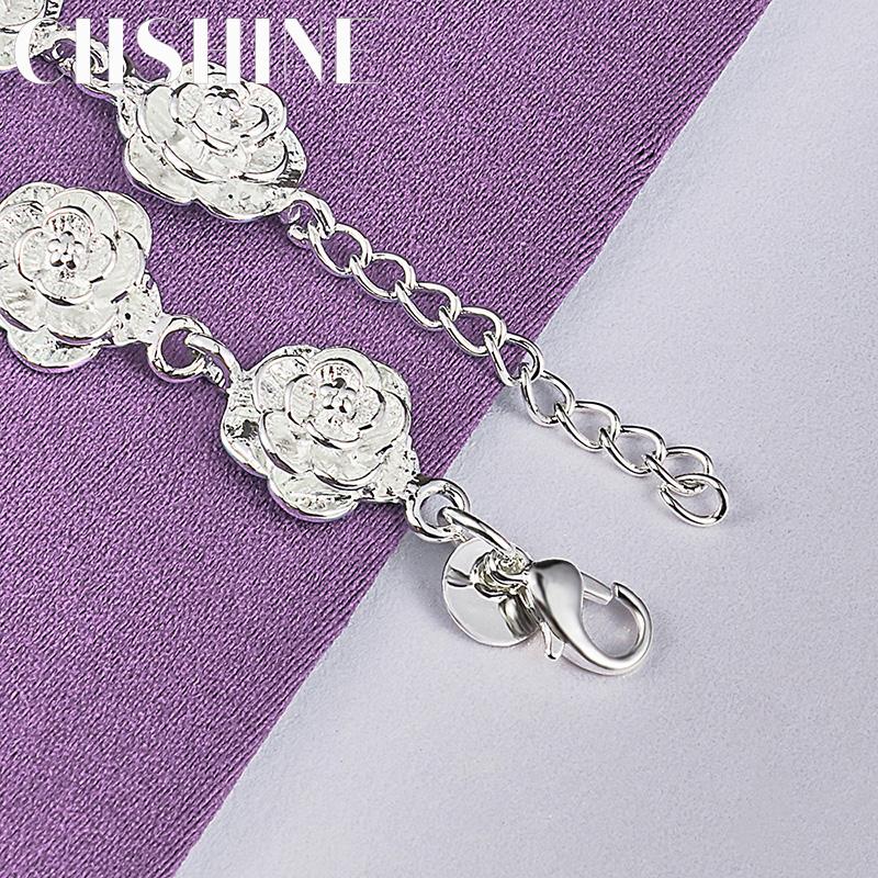 CHSHINE 925 Sterling Silver Rose Flower Chain Bracelet For Lovers Wedding Fashion Charm Jewelry