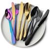 4Pcs Black Cutlery Set Knives Forks Spoons Dinner Set Stainless Steel Gold Tableware Set Kitchen Rainbow Silverware Dinnerware Set
