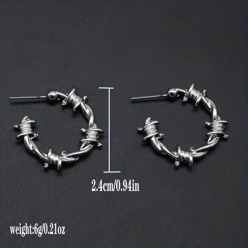 Gothic Punk Style Twisted C Shape Hoop Earrings Alloy Jewelry Trendy Creative Gift For Women Girls Daily Casual