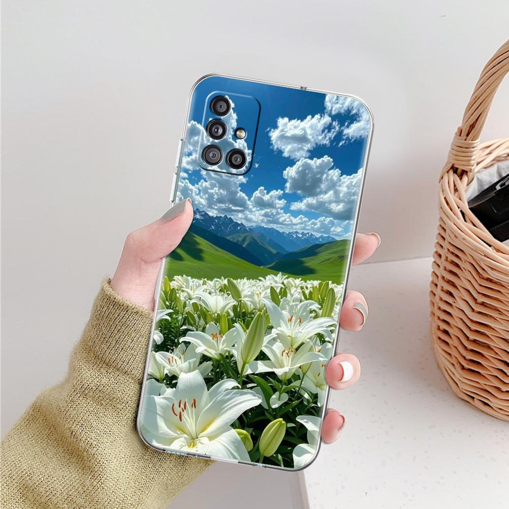 Hülle Für Samsung A15 A13 A35 A55 A51 A71 A41 A31 A21S A05 A17 A23 A25 A33 A53 A73 5G A07 4G Abdeckung Realistischer Lilienblüten-Druck